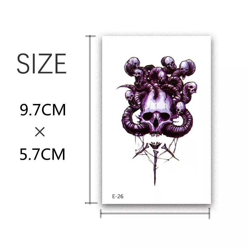 2Pcs Waterproof Temporary Tattoo Sticker Wolf Flash Tattoos Body Art Arm Skull Clown Fake Tatoo For Women Men Decorative Decals