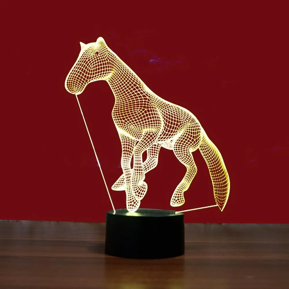 Игрушки-лошади ночсветильник 3D иллюзия Лампа декор для комнаты с дистанционным управлением 16 цветов День рождения рождественские подарки ...