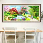 Картина из квадратных и круглых страз, пейзаж, дом, 5D, вышивка сделай сам, пейзаж, дерево, мозаика, картина для Стразы, домашний декор