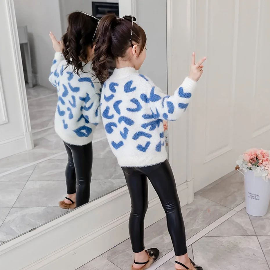 Свитера для девочек бархатные детские свитера с сердечками Толстый Пуловер