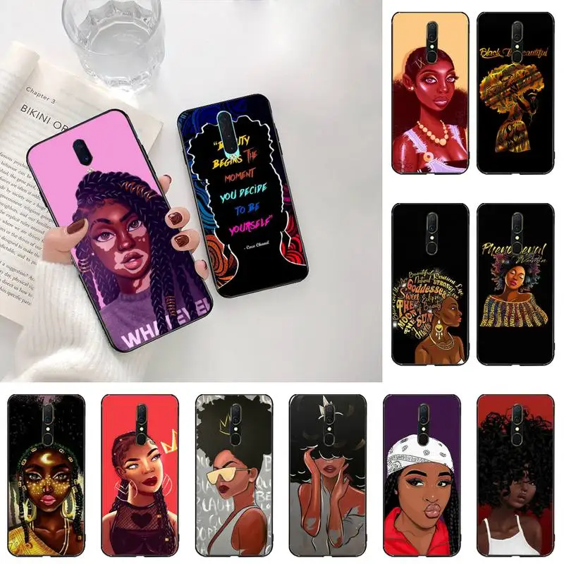 

YJZFDYRM New Personalized Black Girl DIY Printing Phone Case cover Shell For Oppo A5 A9 2020 Reno2 z Renoace 3pro Realme5Pro