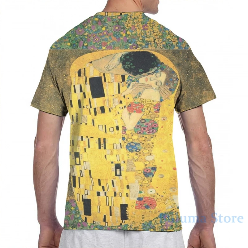 Мужская и женская футболка Gustav Klimt- The Kiss модная с принтом топы для мальчиков