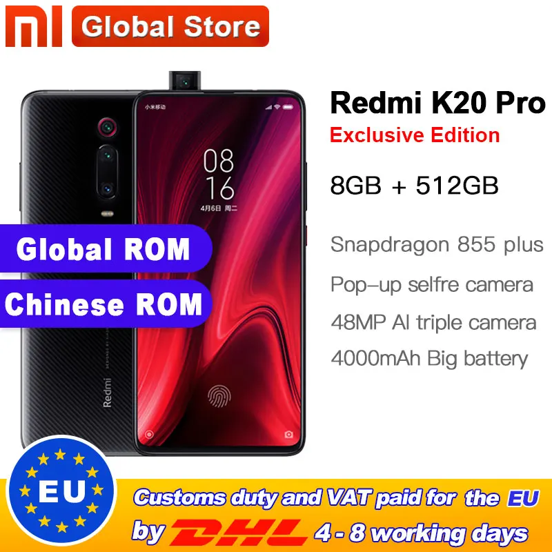 Xiaomi Redmi K20 Pro с глобальной прошивкой 512 ГБ 8 Эксклюзивное Издание мобильный телефон