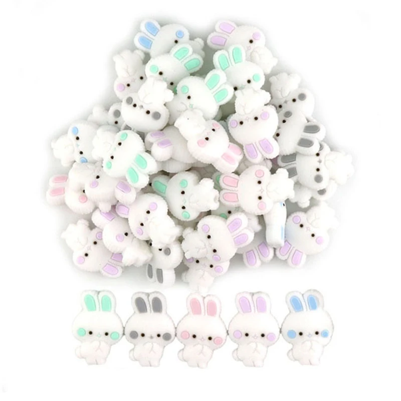 5 шт. силиконовые бусины в виде кролика пищевые материалы силикон для жевания