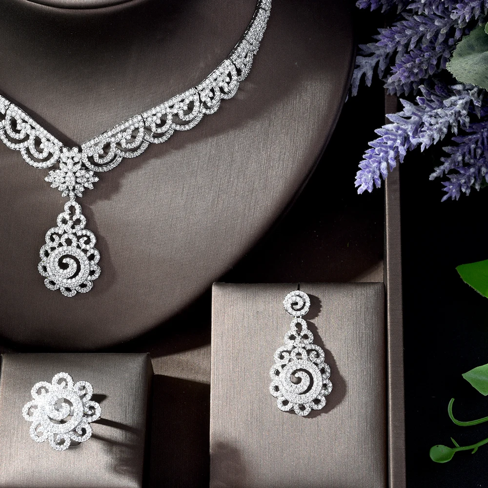 HIBRIDE красивый цветочный дизайн Дубай ювелирные наборы для женщин элегантный