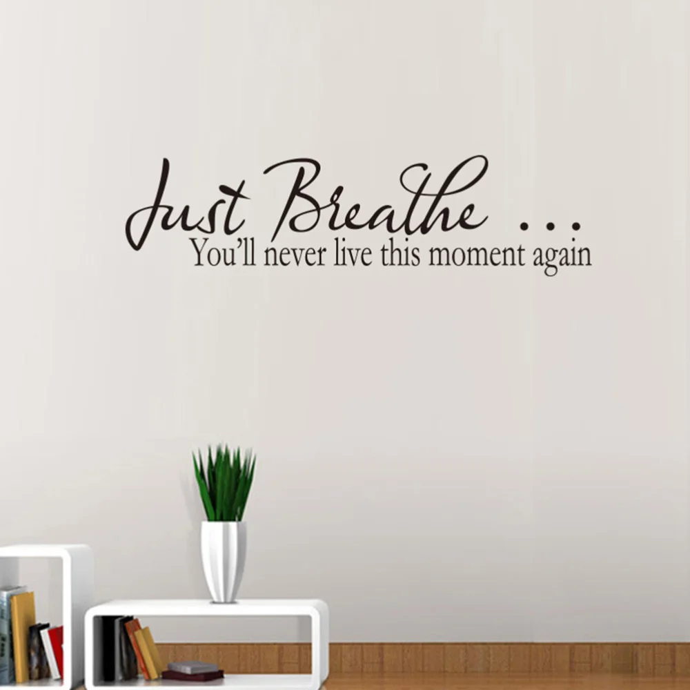 

Just Breathe You Will Never Live This Moment Again Quote Wall Decal Vinyl Sayings Wallpaper (Black)