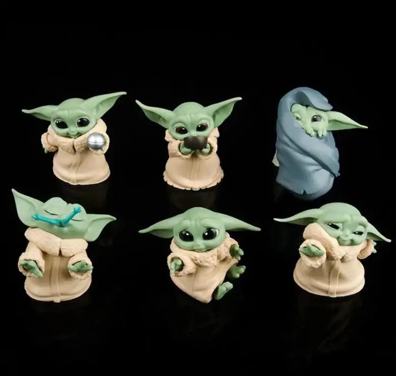 

6pcs/set Disney Mandalorian Little Baby YODA Cute Statue 5-8cm Figure Toys