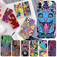 colourful psychedelic trippy art phone cover for iphone 12 pro max 11 pro xs max 8 7 6 6s plus x 5s se 2020 xr cover