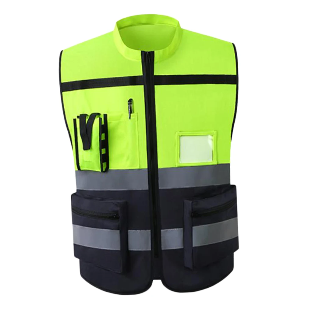 High Visibility Safety Vest with Pockets Reflective Strips and Zipper Style-F | Автомобили и мотоциклы