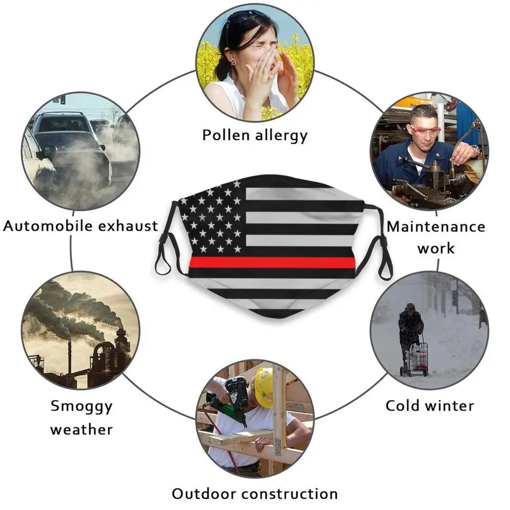 Красная живая материя тонкая красная линия фильтр от пыли для взрослых и детей