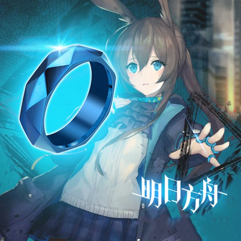 

Game Arknights Exusiai Amiya Doctor Cosplay Rings Pendants Girls Cartoon Blue Finger Ring Circlet Props