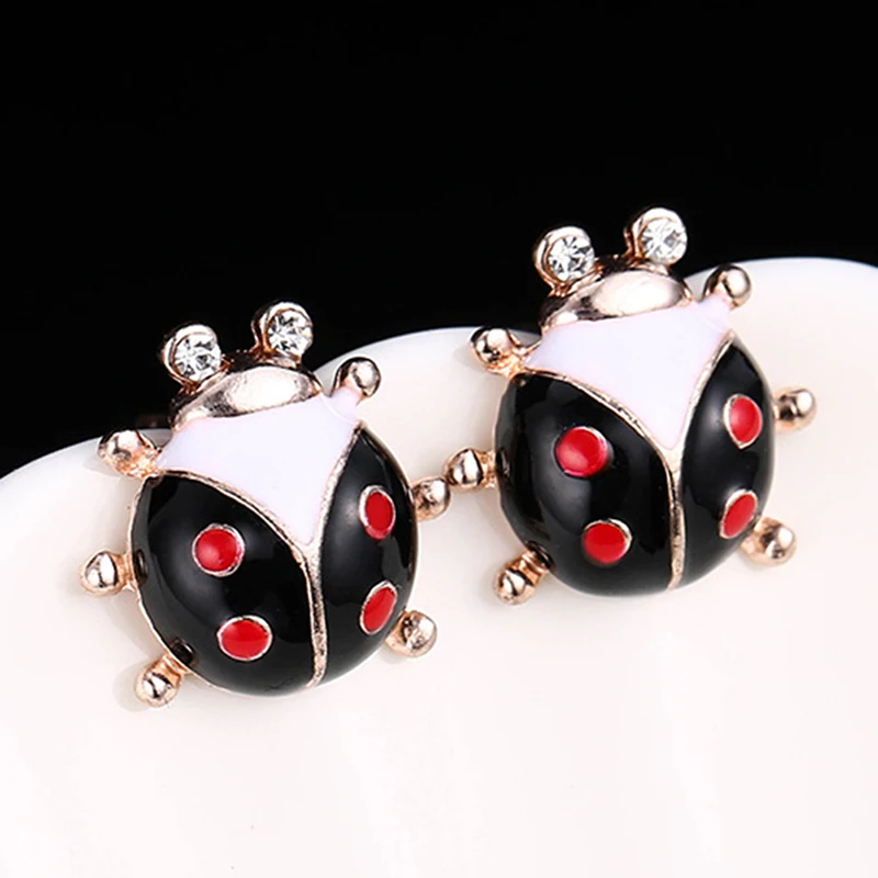 Серьги-гвоздики женские в виде божьей коровки 1 пара | Украшения и аксессуары