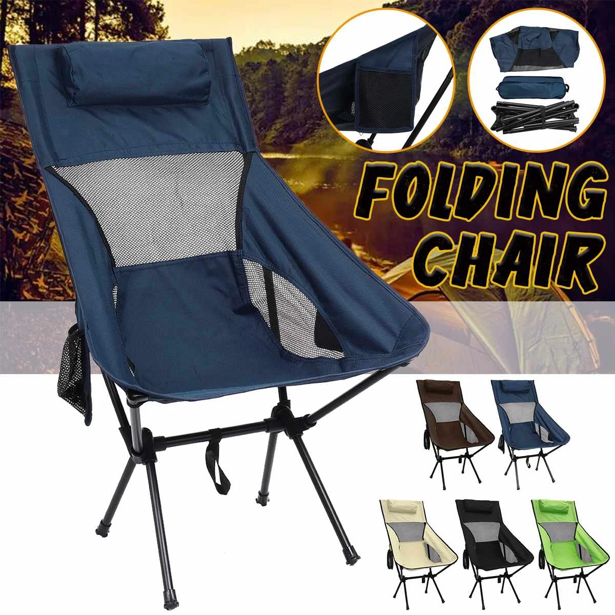 

Outdoor Portable Camping Chair Oxford Cloth Folding Camping Seat for Fishing BBQ Festival Picnic Beach Ultralight Chair