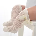 1 пара носков для маленьких девочек для новорожденных детей г. Однотонные Гольфы принцессы с бантом Новинка 2019 г.