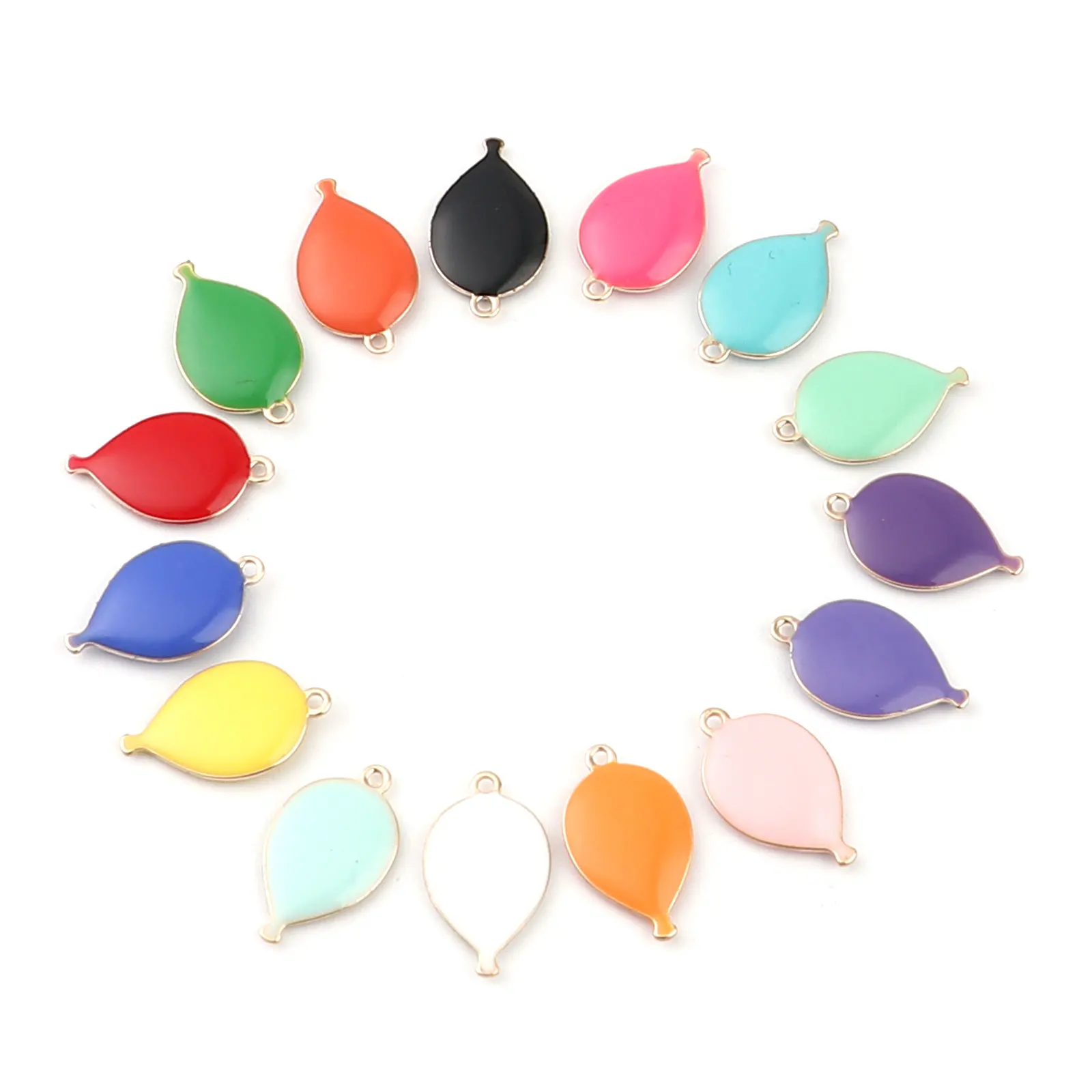 10 шт. медные двухсторонние эмалированные шары с блестками подвески Золотая эмаль