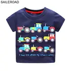 Купите 3 и получите 5% 6 лет, футболка с коротким рукавом для маленьких мальчиков, летние топы для мальчиков, футболки, хлопковая одежда с принтом тракторов