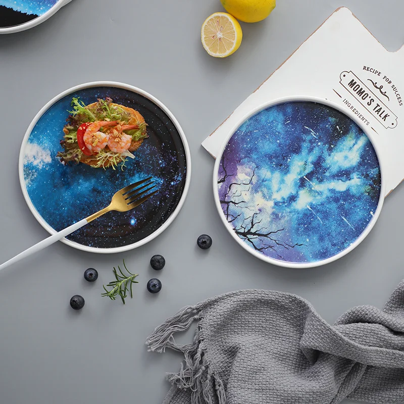 8-дюймовая тарелка для завтрака из костяного фарфора со звездами посуда домашнее