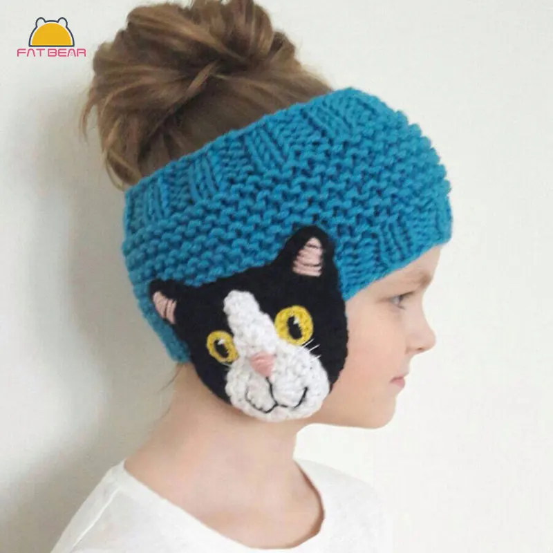 Детские шапки с рисунками животных вязаные шерстяные наушники Детская повязка