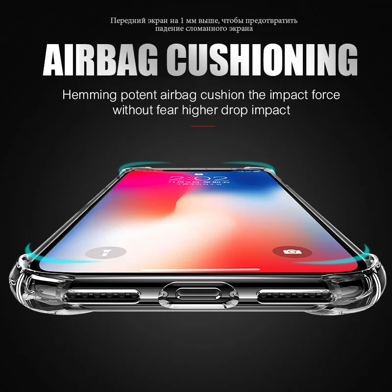Роскошный Прозрачный ударопрочный чехол для iPhone 11 Pro X Xr Xs Max мягкий силиконовый 6s 7
