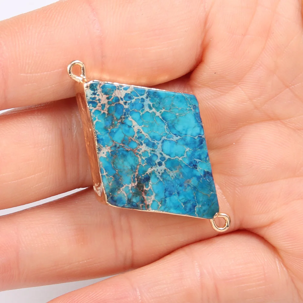 

Green Emperor Stones Pendant Necklace Reiki Healing Natural Stone Amulet DIY Jewelry Natural Stone Charms Size 28x46x6mm