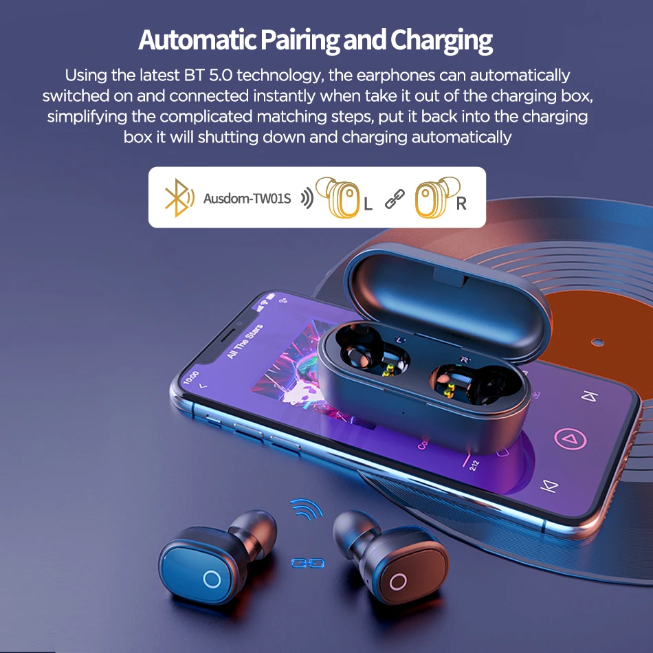 Беспроводные наушники AUSDOM TW01S Bluetooth 5 0 TWS Hi Fi мини вкладыши Спортивная гарнитура