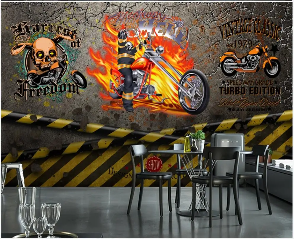 

3d обои на заказ фото Любой Размер Фреска Европейский ретро тренд локомотив Мотоцикл Бар 3d настенные фрески обои для гостиной