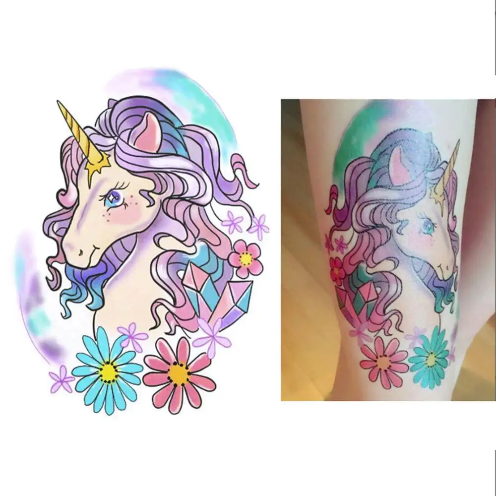 Женские водостойкие наклейки для татуировок цветные животные акварельная