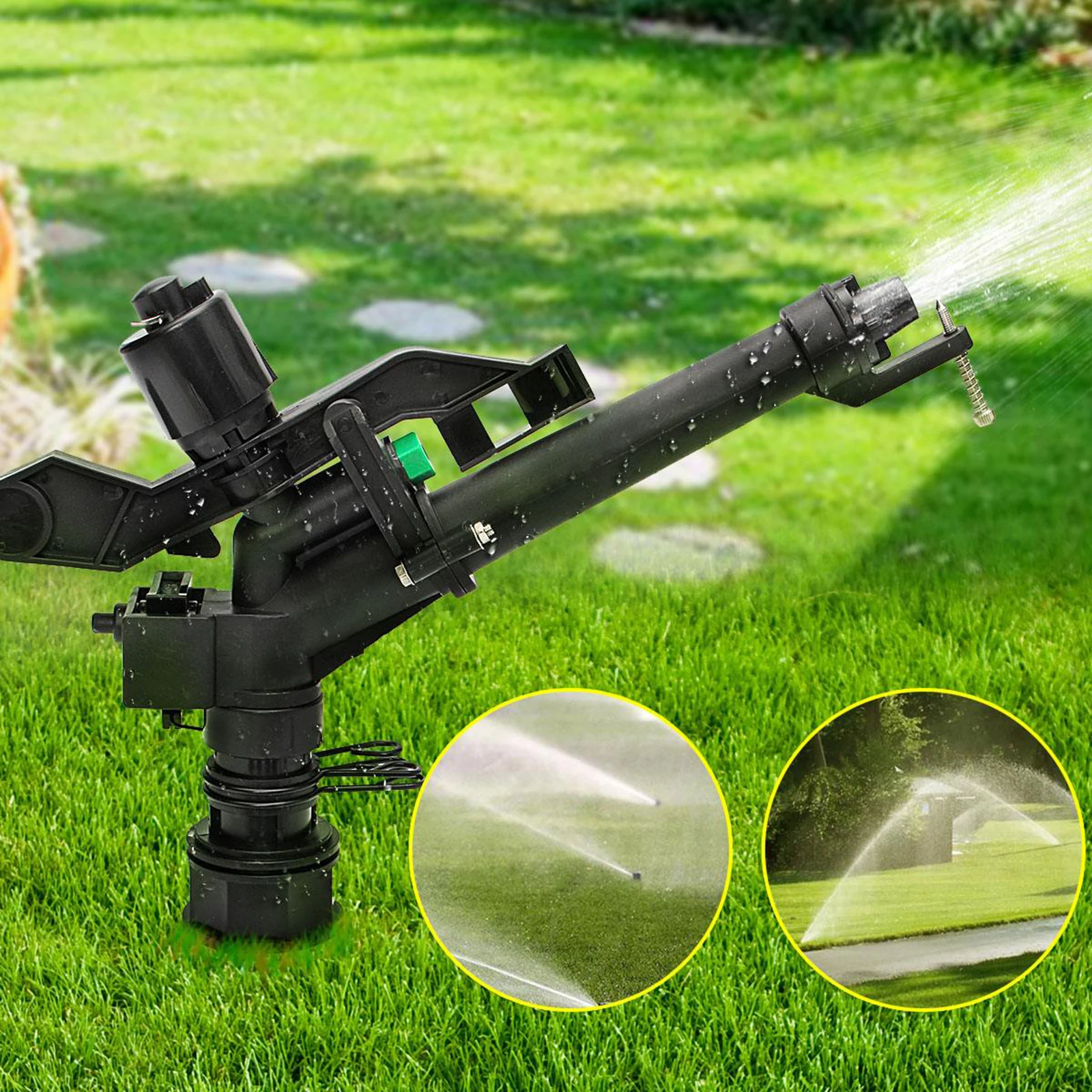 

1.5 inches Irrigation Spray Lawn Rotating Rocker Sprinkler Adjustable Black