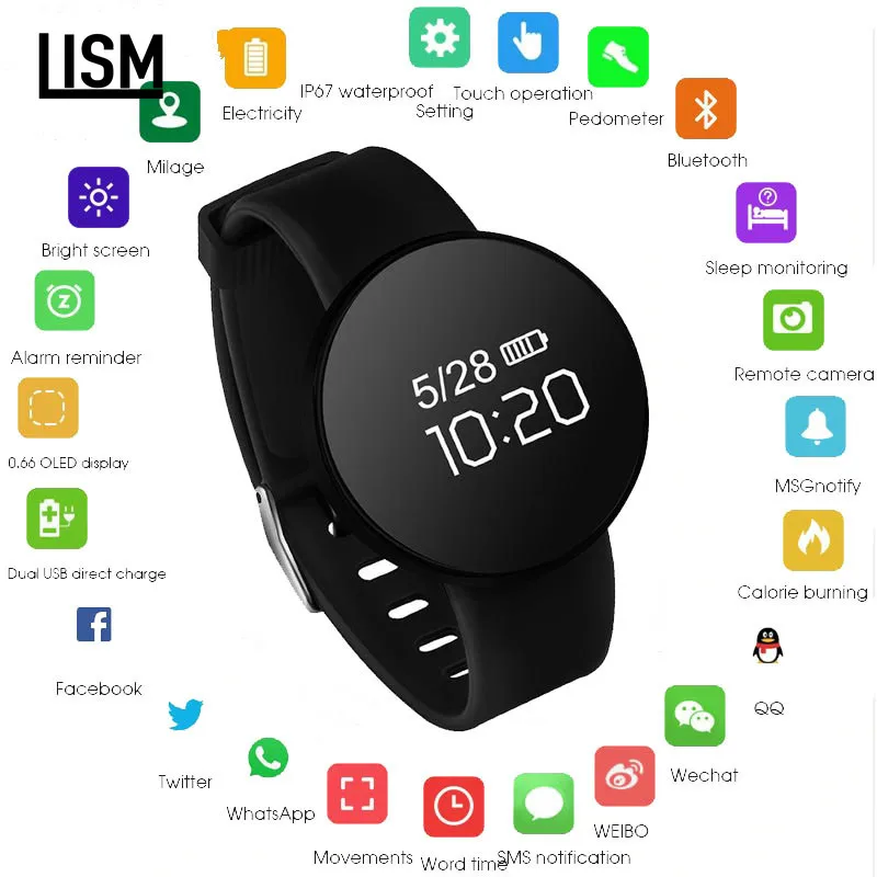 Смарт часы IP68 водонепроницаемые спортивные фитнес трекер пульсометр мужские и