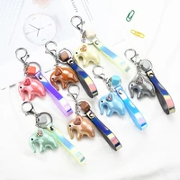cute acrylic gradient elephant keychain colored rhinestones keyrings pendant women men bag car charms key ring gifts