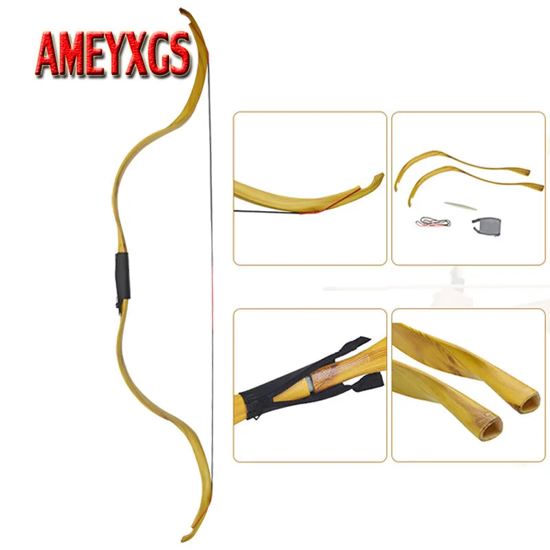 

25lbs Archery Traditional Bow Wooden Takedown Handmade Recurve Bow Long Bow Youth Adults Shooting Hunting Practice Accessories