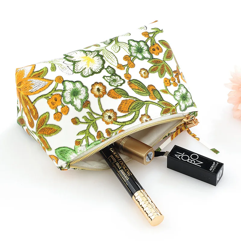

2021 new embroidery cosmetic bag large capacity Portable Travel Toiletries and cosmetics storage bag lipstick bag kawaii pouch