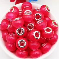 10 pcs red color round loose large hole beads spacer fit pandora bracelet bangle diy charms chain cord for jewelry making bulk