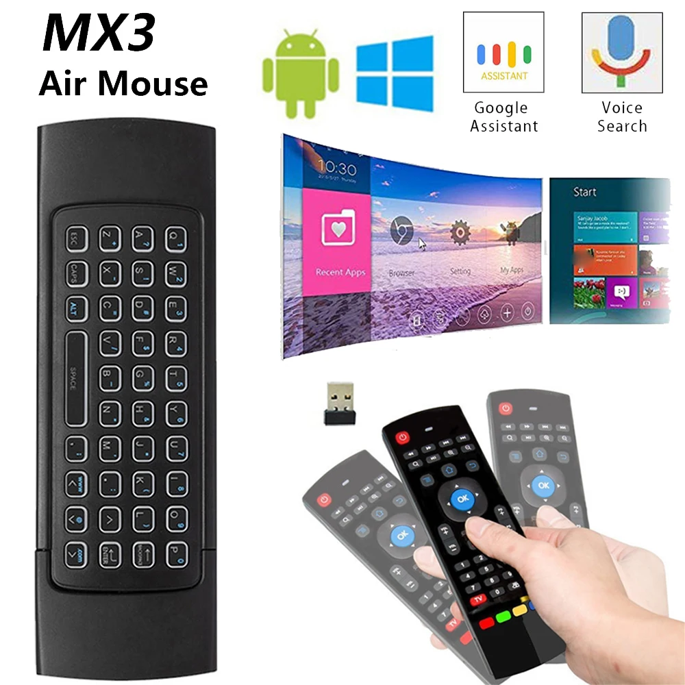 MX3 Air Mouse с подсветкой умный голосовой пульт дистанционного управления 2 4 ГГц RF