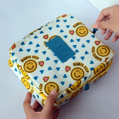 Yellow smiley face Женская косметичка для макияжа SNUGUG, косметичка для мытья, косметичка, органайзер для макияжа, сумка для хранения, сумка для дорожного набора, многофункциональная женская сумка, чехол - Цвет: Yellow smiley face