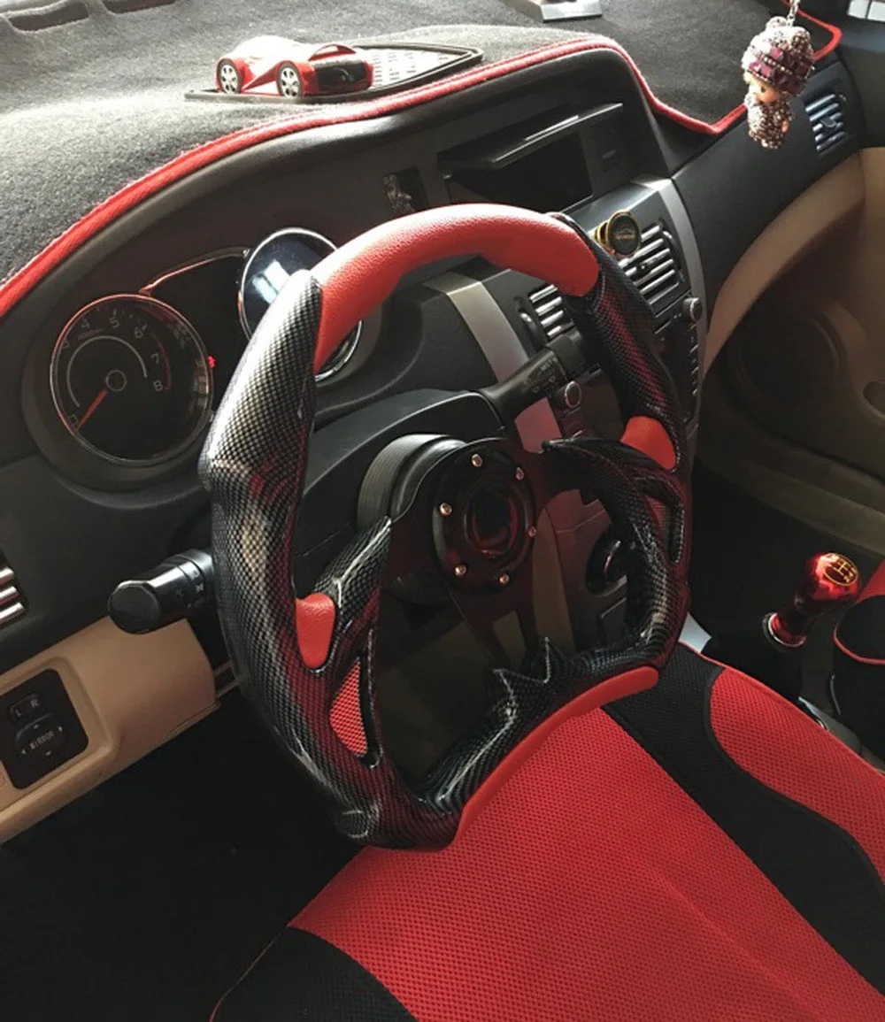 

14 inch Car Modified semicircle carbon fiber PVC steering wheel modified racing sports car 5117 universal steering wheel