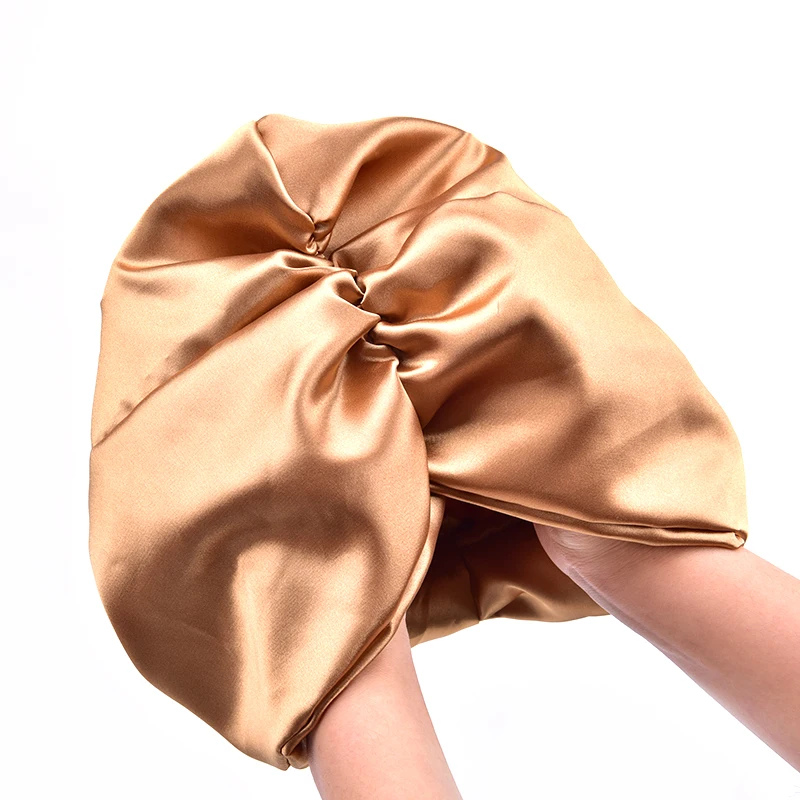 

New Silk Salon Bonnet Women Sleep Shower Cap Elastic Hair Care Bonnet Head wrap Hat 6 Colors