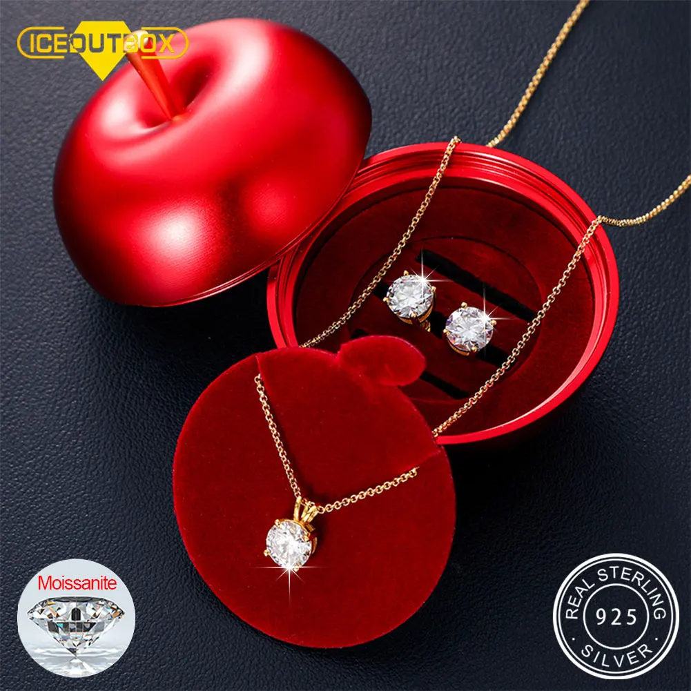 

Комплект из серег и подвески из серебра 925 пробы с муассанитом-2 карата