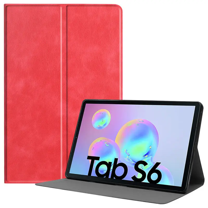 Red Чехол для Samsung Galaxy Tab S6 10,5 SM-T860 SM-T865 T860 10," Smart Cover Funda Tablet PU кожаный чехол-подставка+ подарок - Цвет: Red