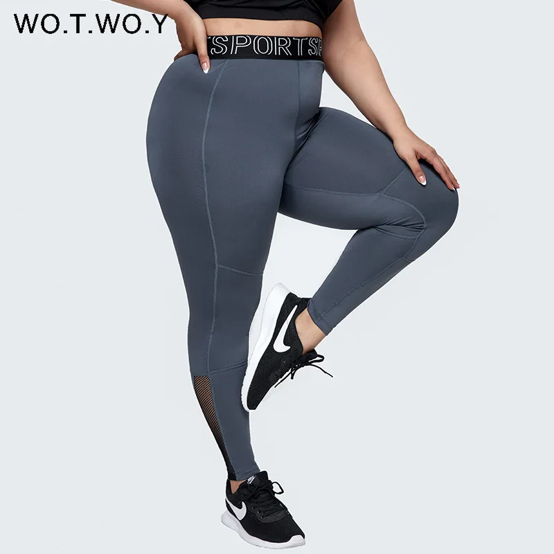 

WOTWOY 2022 Spring Tight Fitness Pants Women Plus Size Elastic High Waist Leggings Female Blue Seamless Push Up Trousers L-4XL