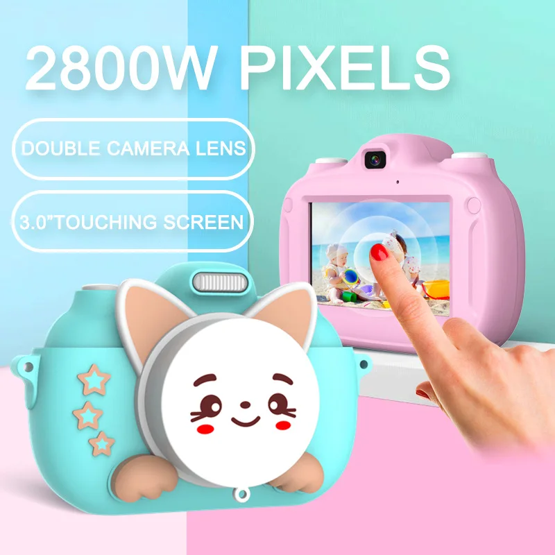 

Детская камера с сенсорным экраном 2800 Вт мегапиксельная маленькая SLR игрушка может делать фотографии цифровая маленькая портативная мини-к...