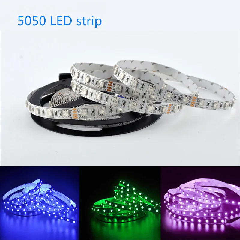 DC12V 1/2/3/4/5/10 м 5050 SMD RGB Светодиодные ленты света Водонепроницаемый гибкая