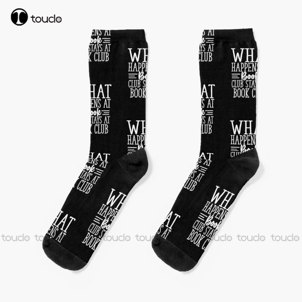 

What Happens At Book Club Stays At Book Club Funny Socks Unisex Adult Teen Youth Socks Personalized Custom 360° Digital Print