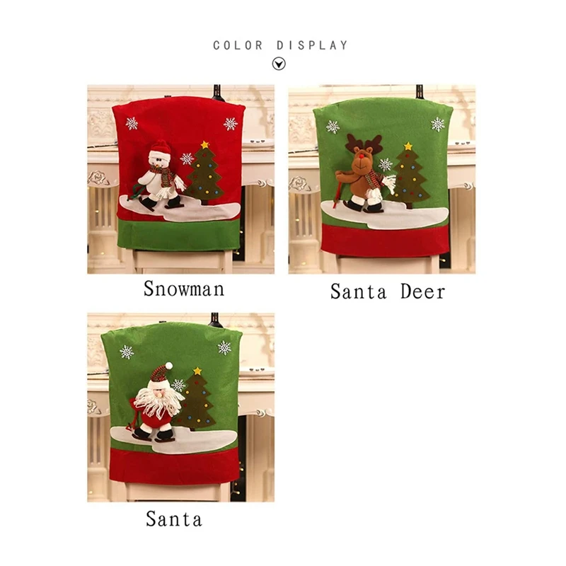 

Christmas Chair Cover,Christmas Chairs Back Cover Set of 3,for Christmas Decor Dinner Table Party Home Decor