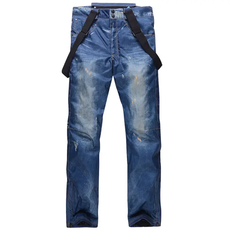 

Men Winter Ski Pants Overalls Waterproof Windproof Male Thermal Snowboard Denim Trousers Breathable Thick Warm Snow Jeans Pants