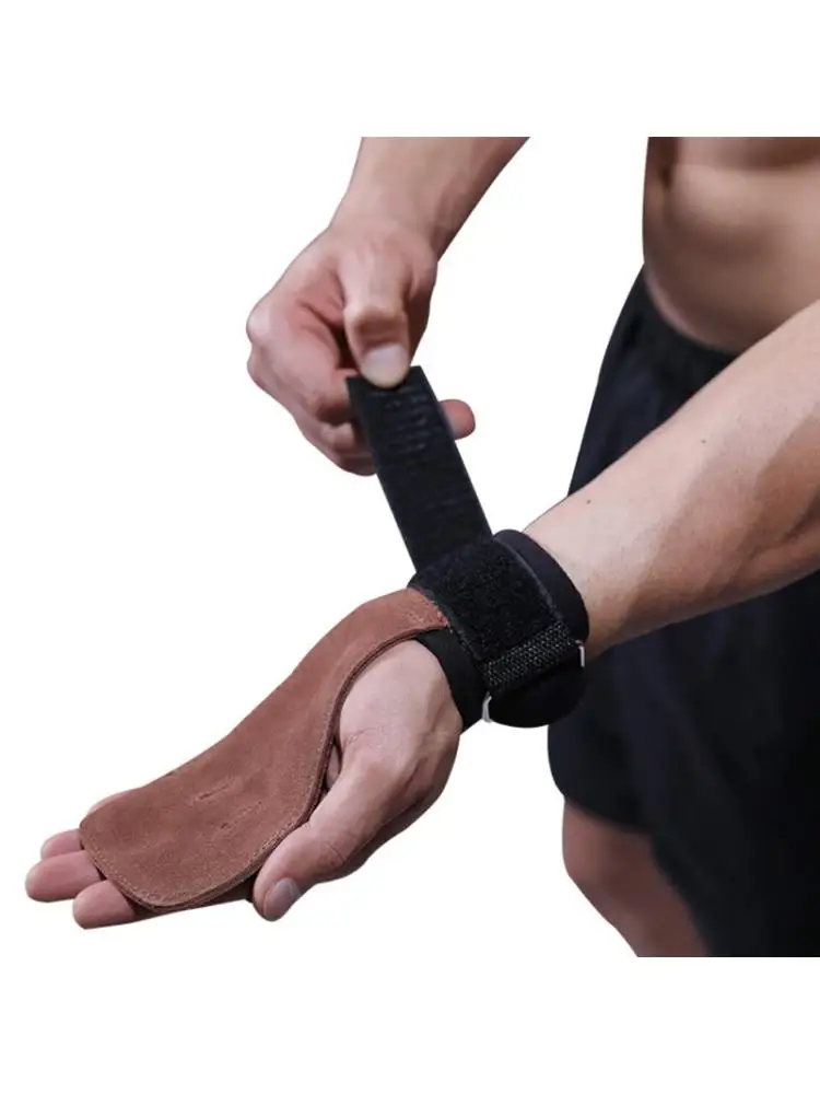 

1 Pair Leather Hand Grips Gymnastics Palm Protector Pull Up Bar Palm Guard Glove L9BD