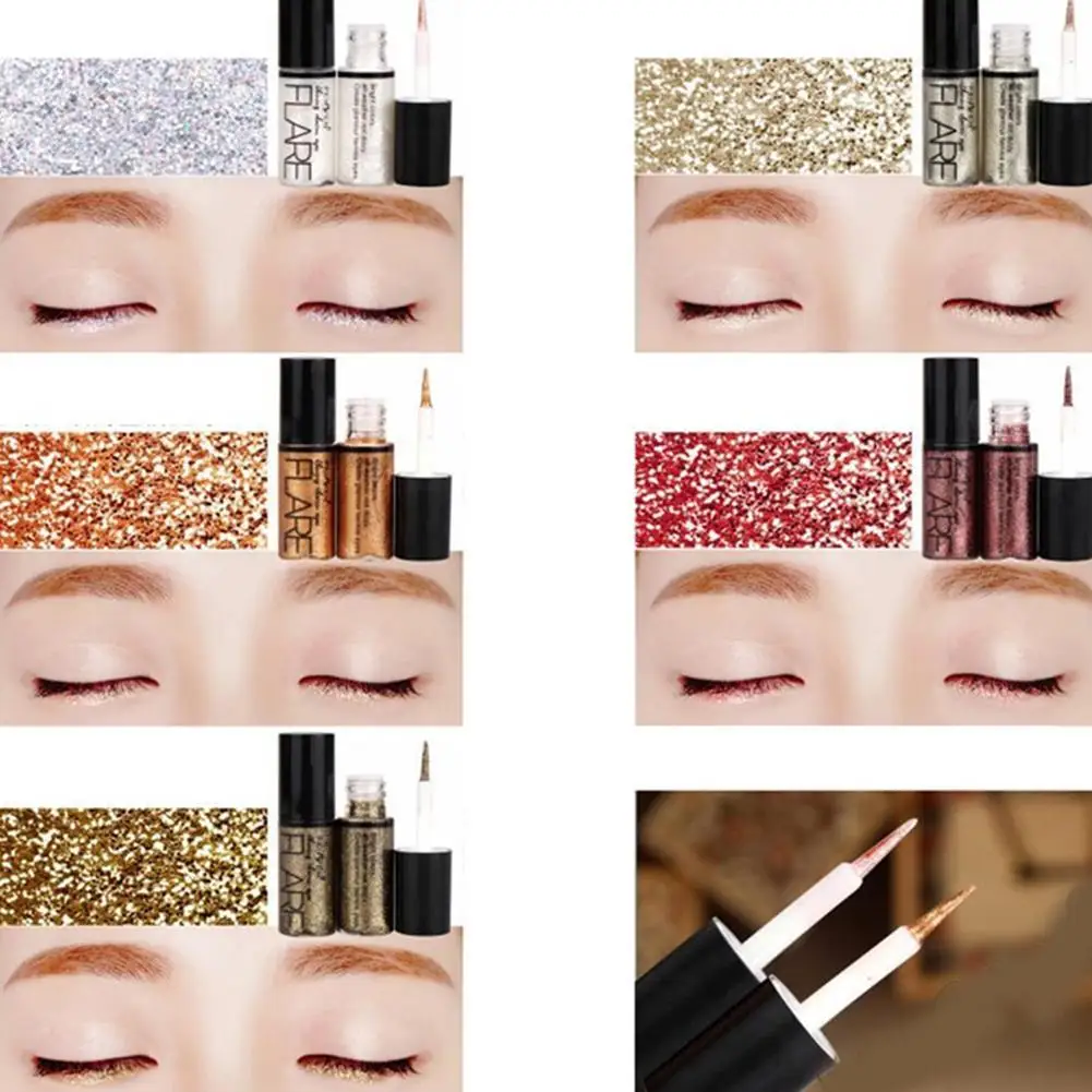 

10 Pcs/set 5 Colors White Gold Glitter Eyeshadow Waterproof Liquid Eyeliner Long Lasting Waterproof Long Makeups Madams Cosmetic
