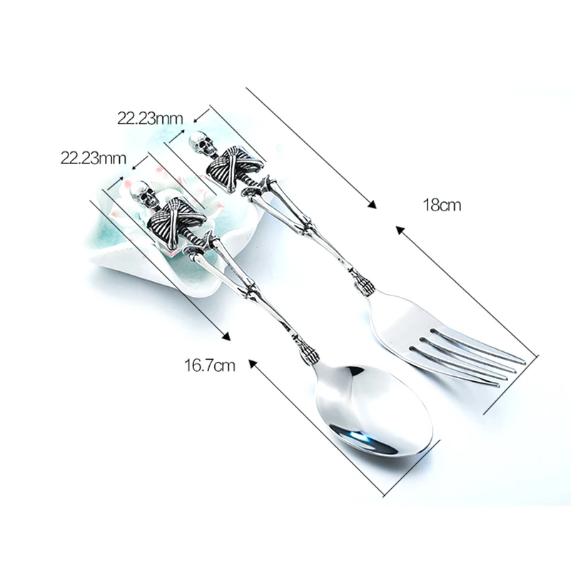 Титановая сталь Скелет Череп вилка ложка посуда винтажный обеденный стол