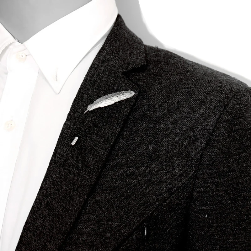 Мужская Винтажная брошь в виде перьев Металлическая Булавка для лацкана