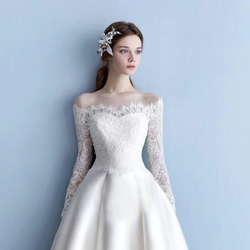LAMYA Floor Length A Line Simple Wedding Dress Satin Bridal Korean Women Elegant Vestido De Novia Nemidor Robe Soiree | Свадьбы и